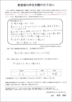 患者様の声 腰痛 城南区整骨院
