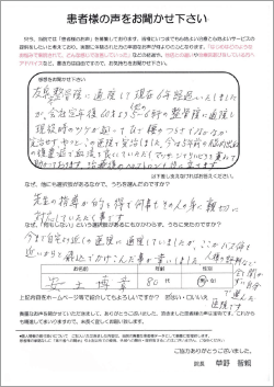 患者様の声 腰痛・膝痛 城南区整骨院